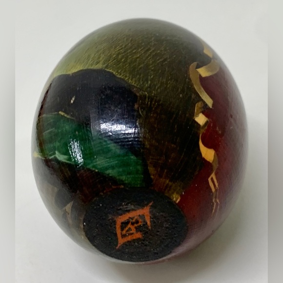Vintage Soviet Era Russian Hand Painted Wooden Decorative Egg - Picture 14 of 16